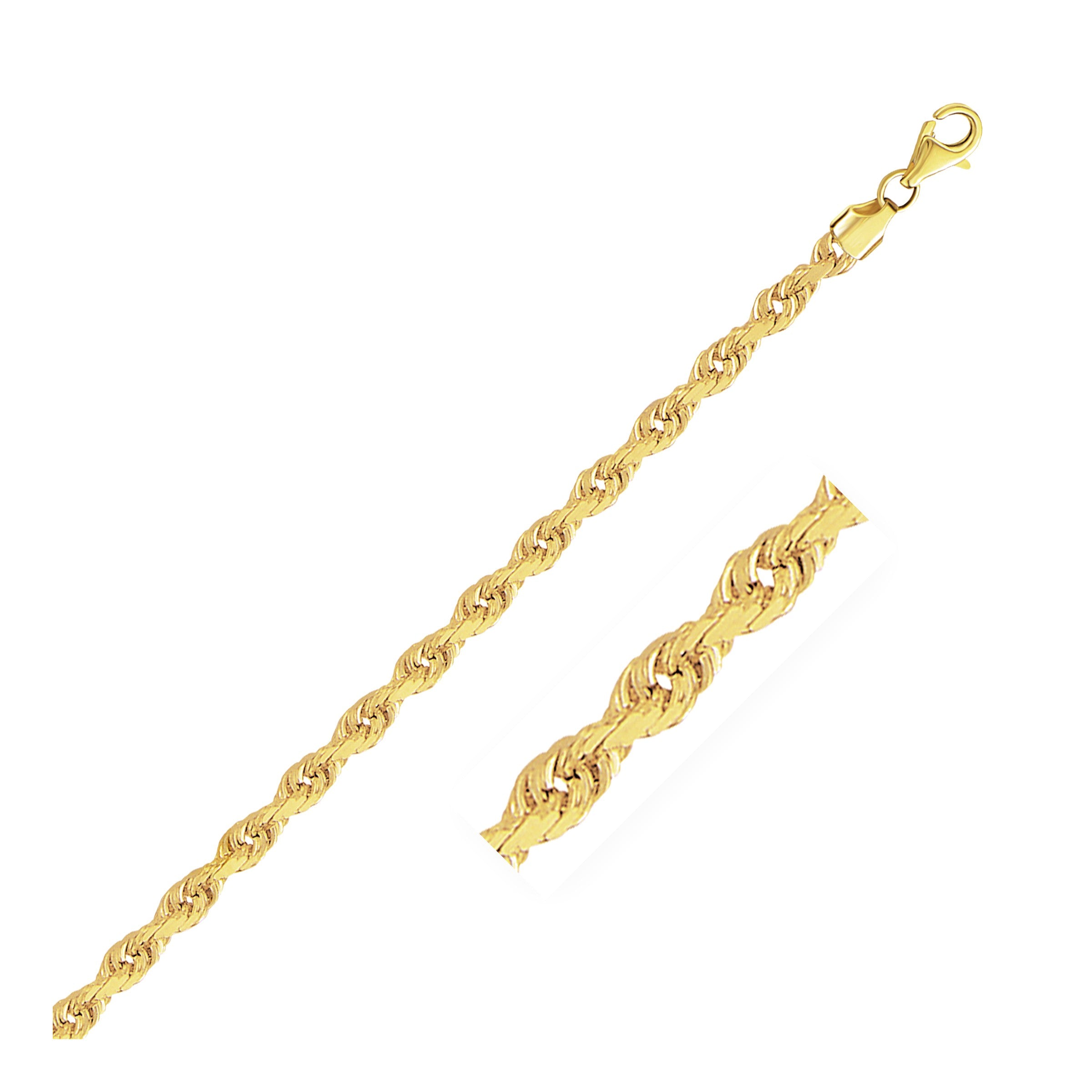 10k Yellow Gold Solid Diamond Cut Rope Chain (3.50 mm) in a sleek high-contrast midnight luxury editorial style